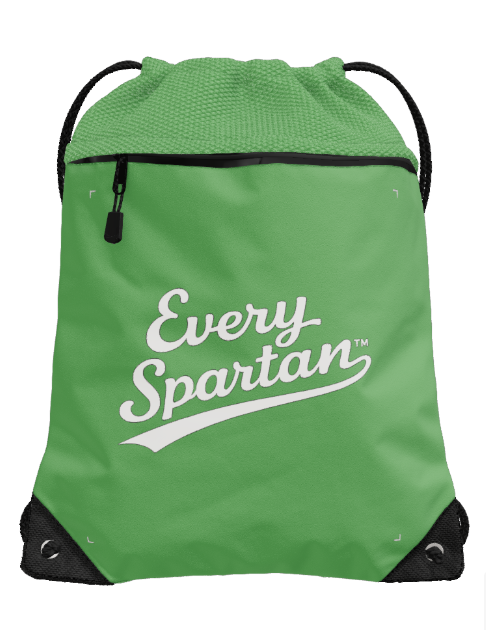 Green drawstring backpack with 