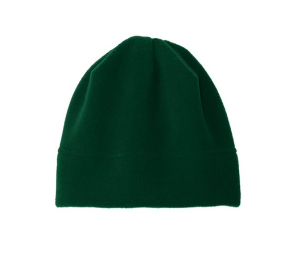 Green fleece beanie with 
