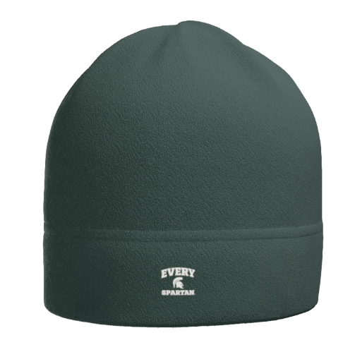 Green fleece beanie with 