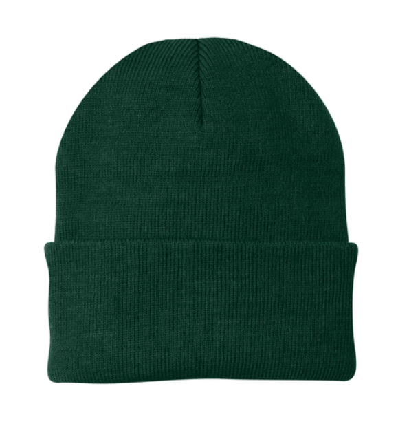 Green beanie with 