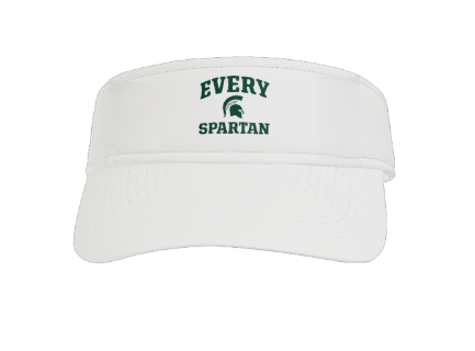 White visor with green text 