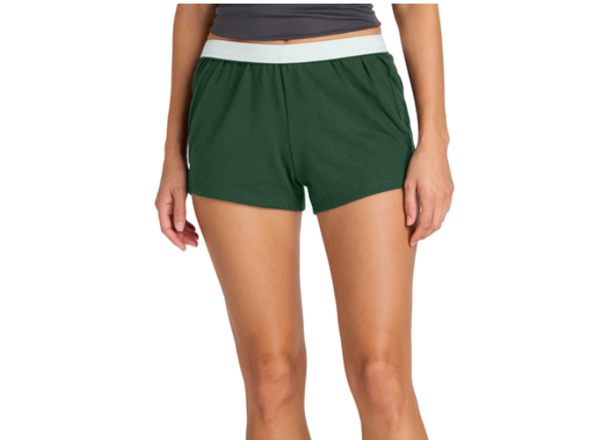Green athletic shorts with 