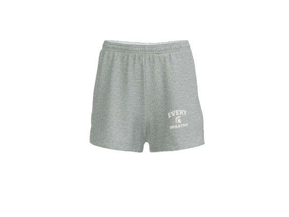 Grey athletic shorts with an 