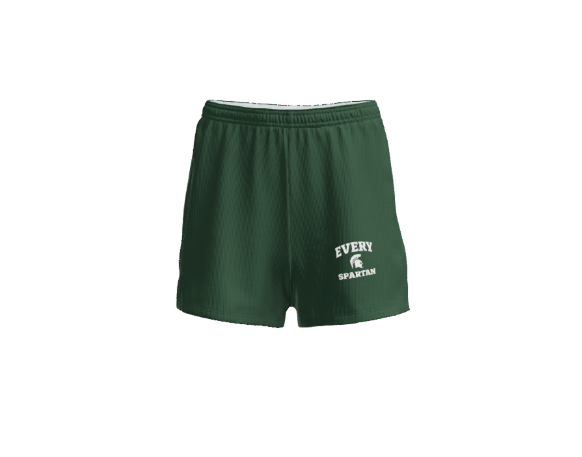 Green athletic shorts with 