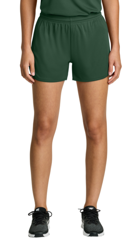 Green athletic shorts with 