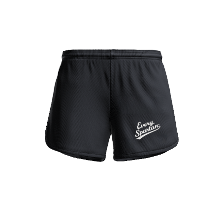Black athletic shorts with white 