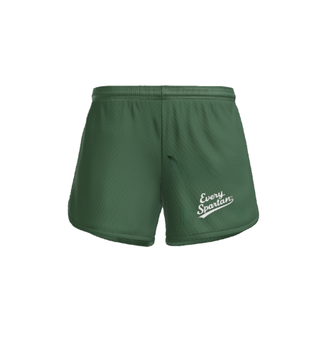 Green athletic shorts with 