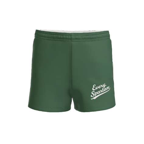 Green athletic shorts with white 
