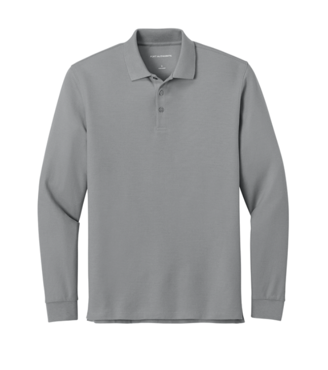 Wearever Signature Pique Long Sleeve Polo (every spartan helmet) Port Authority® Gusty Grey