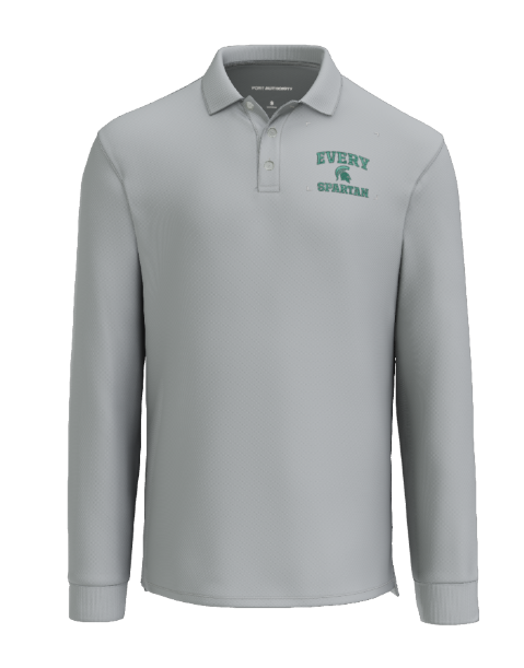 Wearever Signature Pique Long Sleeve Polo (every spartan helmet) Port Authority® Gusty Grey