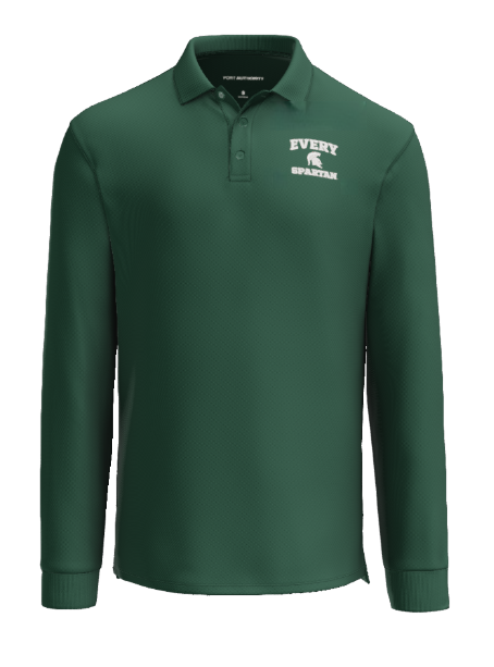 Wearever Signature Pique Long Sleeve Polo (every spartan helmet) Port Authority® Dark Green