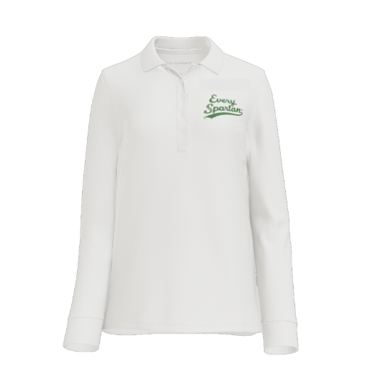 White long-sleeved polo shirt with 