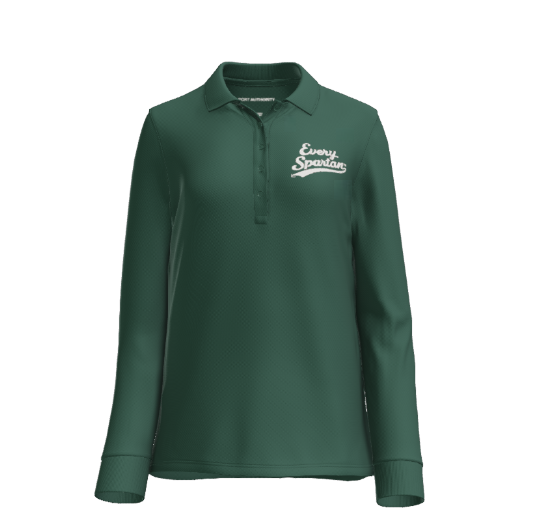 Women’s Wearever Signature Pique Long Sleeve Polo (hockey script) Port Authority® Dark Green