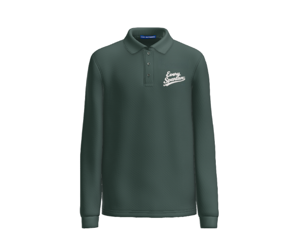 Youth Silk Touch™ Long Sleeve Polo (hockey script) Port Authority® Dark Green
