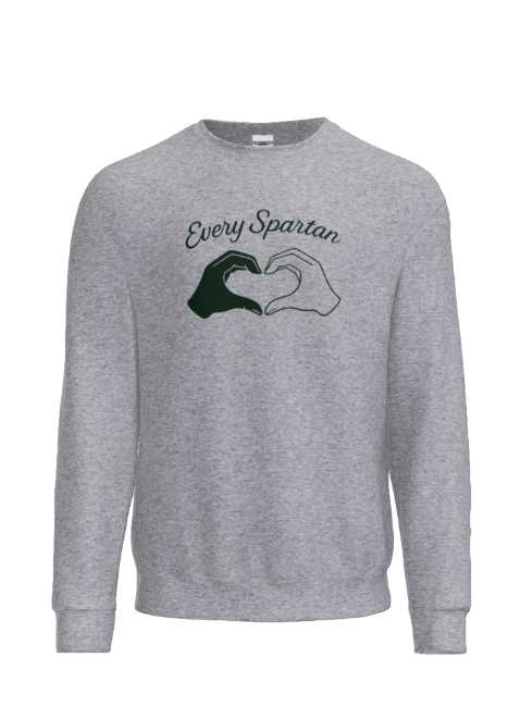 Youth Core Fleece Crewneck Sweatshirt (heart hands) Port & Co™ Athletic Heather