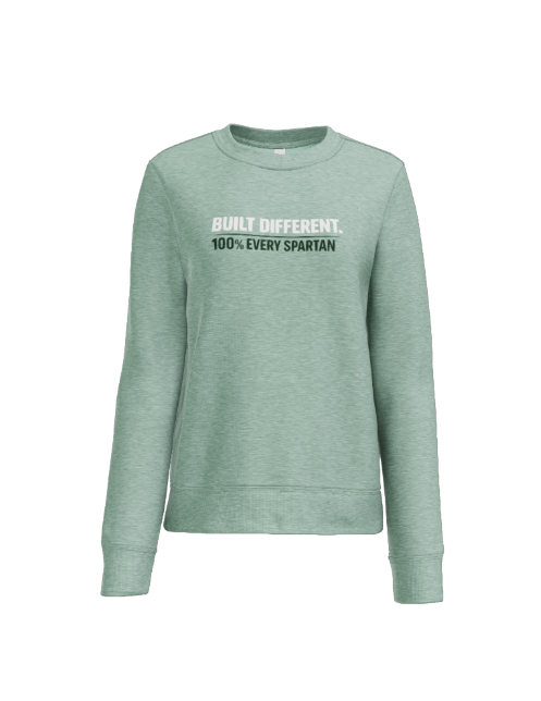 Green sweatshirt with white text: 