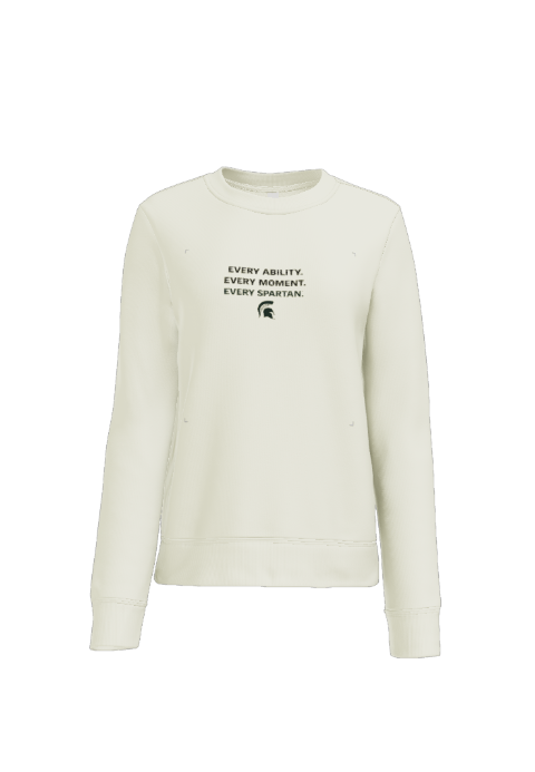 Green sweatshirt with black text: 