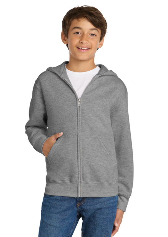Gray zip-up hoodie featuring a Michigan State University logo on the left chest.
