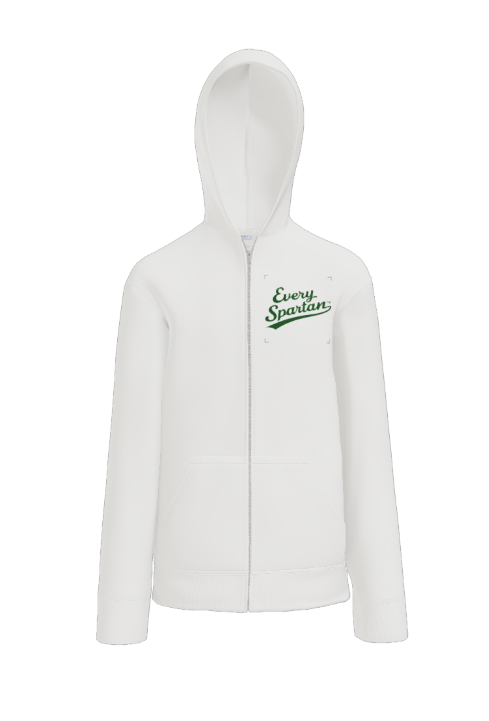 White hooded sweatshirt with 