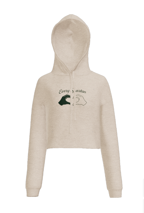 Beige cropped hoodie with 