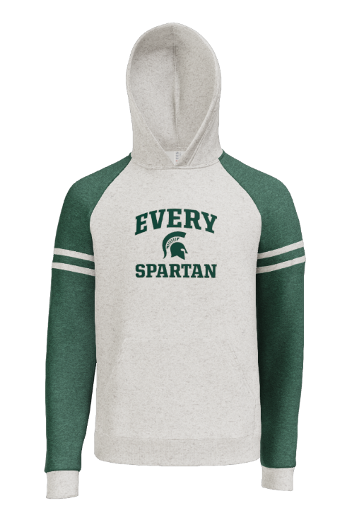 Green and white hoodie with 