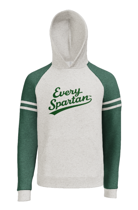 Green and white hoodie with 