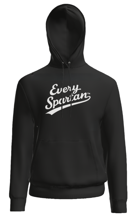 A black hooded sweatshirt with 