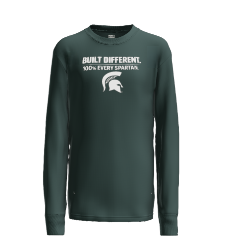 Green long-sleeved shirt with white 