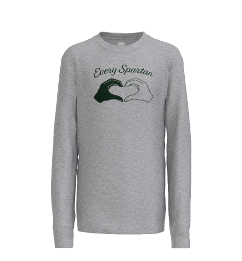 Long Sleeve Core Cotton Tee (heart hands) Port & Co™ Athletic Heather