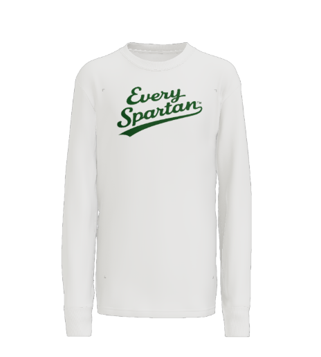 Long Sleeve Core Cotton Tee (hockey script) Port & Co™ White