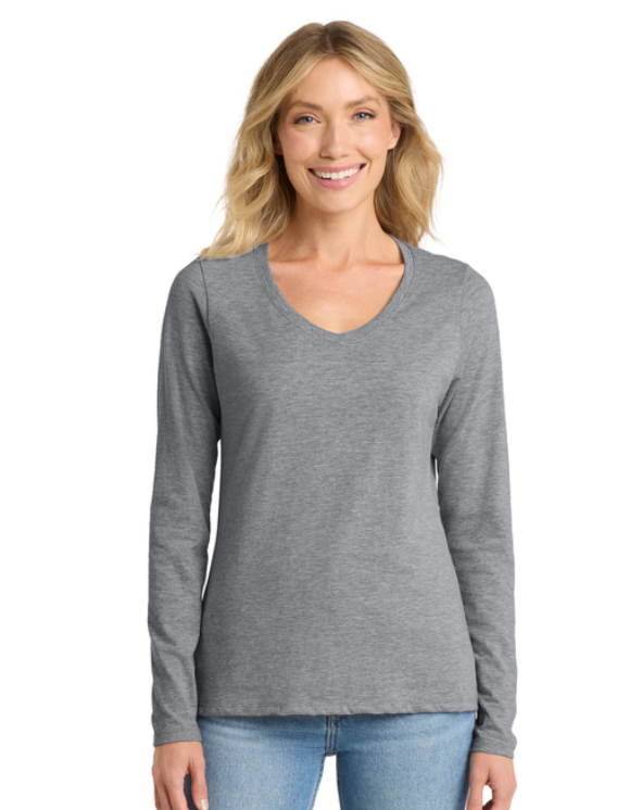 Women's Long Sleeve Fan Favorite™ V-Neck Tee (manifesto) Port & Co™ Athletic Heather