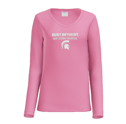 Women's Long Sleeve Fan Favorite™ V-Neck Tee (built different helmet) Port & Co™ Sangria