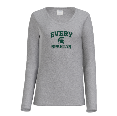 White long-sleeved shirt with green 