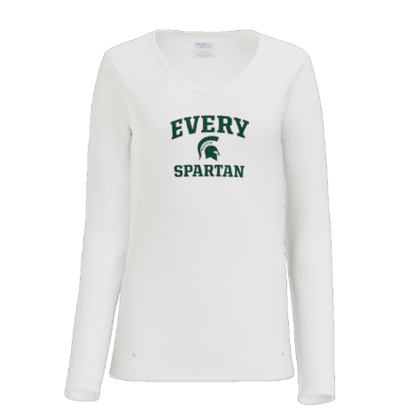 White long-sleeved shirt with green 