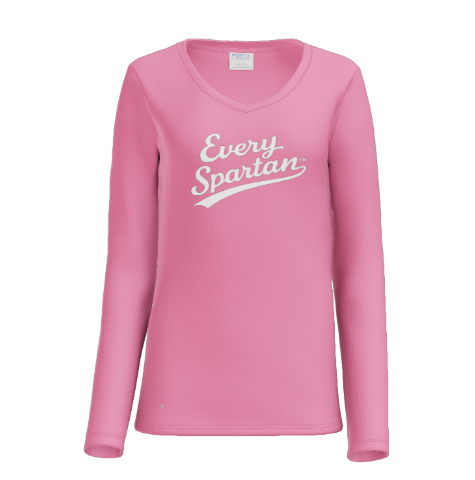 Women's Long Sleeve Fan Favorite™ V-Neck Tee (hockey script) Port & Co™ Sangria