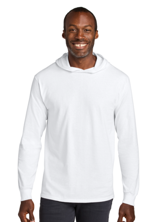 White hooded sweatshirt with 