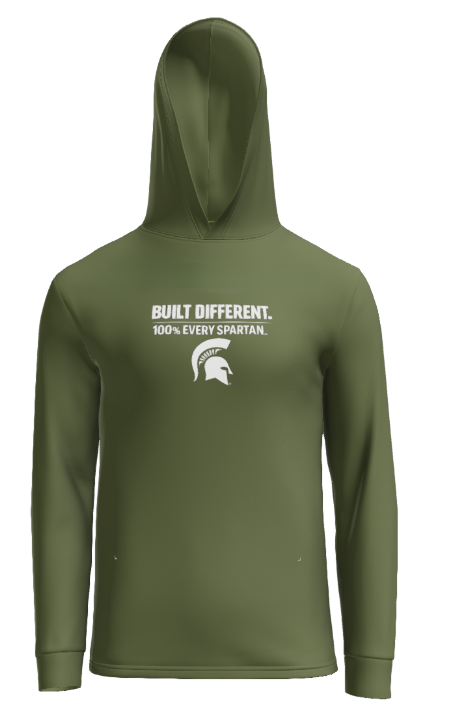 Green hooded long-sleeved shirt with 