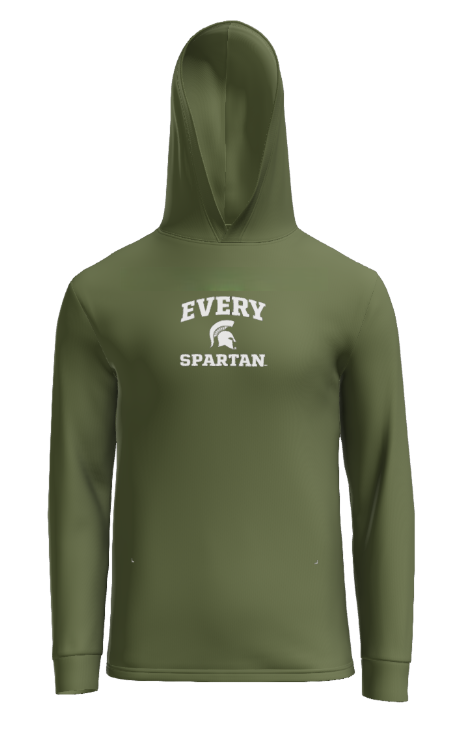 Olive green hooded sweatshirt with 