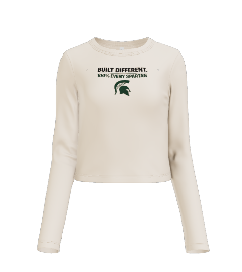 Cream-colored, long-sleeved cropped shirt with 