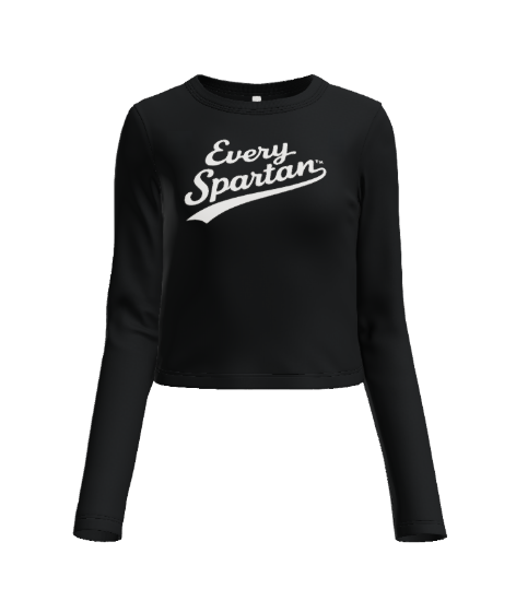 Black crop top with the words 