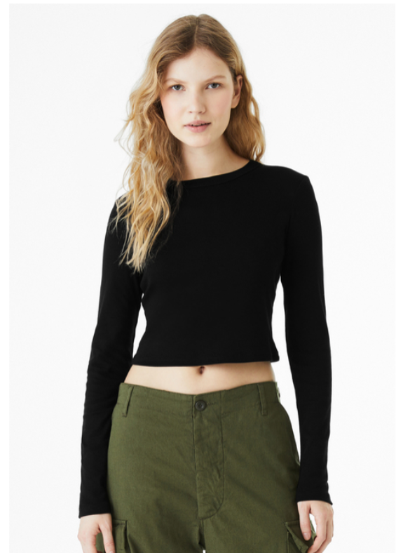 Black crop top with the words 