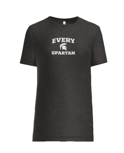Green t-shirt with white text and a Spartan helmet graphic that says 