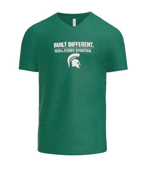 Green V-neck t-shirt with white 