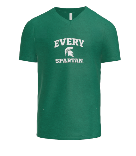 Green V-neck t-shirt with 