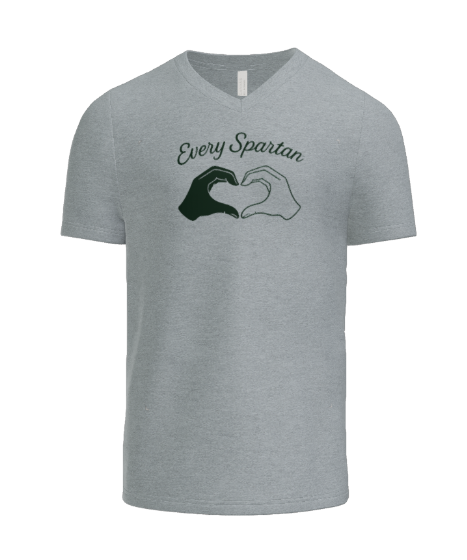 Gray v-neck t-shirt with 