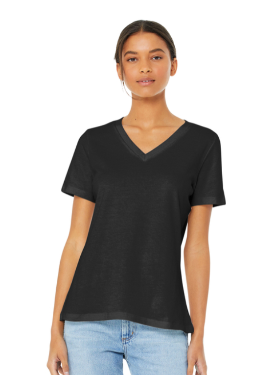 Black v-neck t-shirt with 