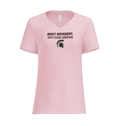 A light pink V-neck t-shirt with 