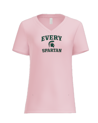 A light pink V-neck t-shirt with 