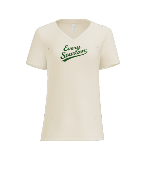 Cream-colored V-neck t-shirt with 