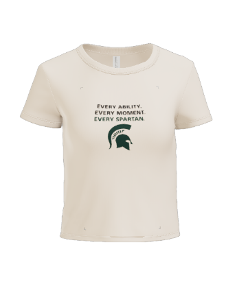 A light-colored t-shirt with the text 